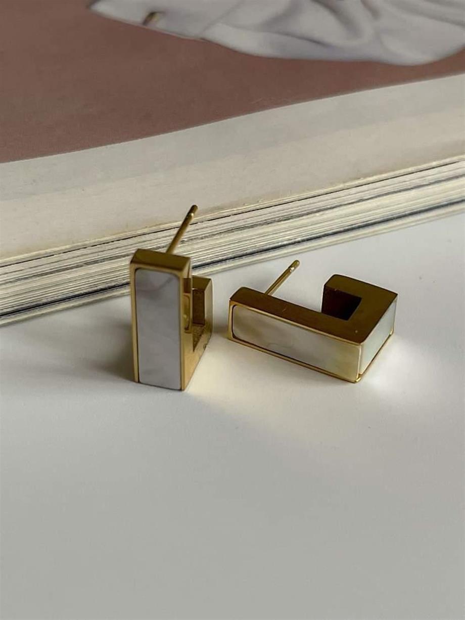 Çelik Beyaz Sedefli Küpe (1.10 Cm)