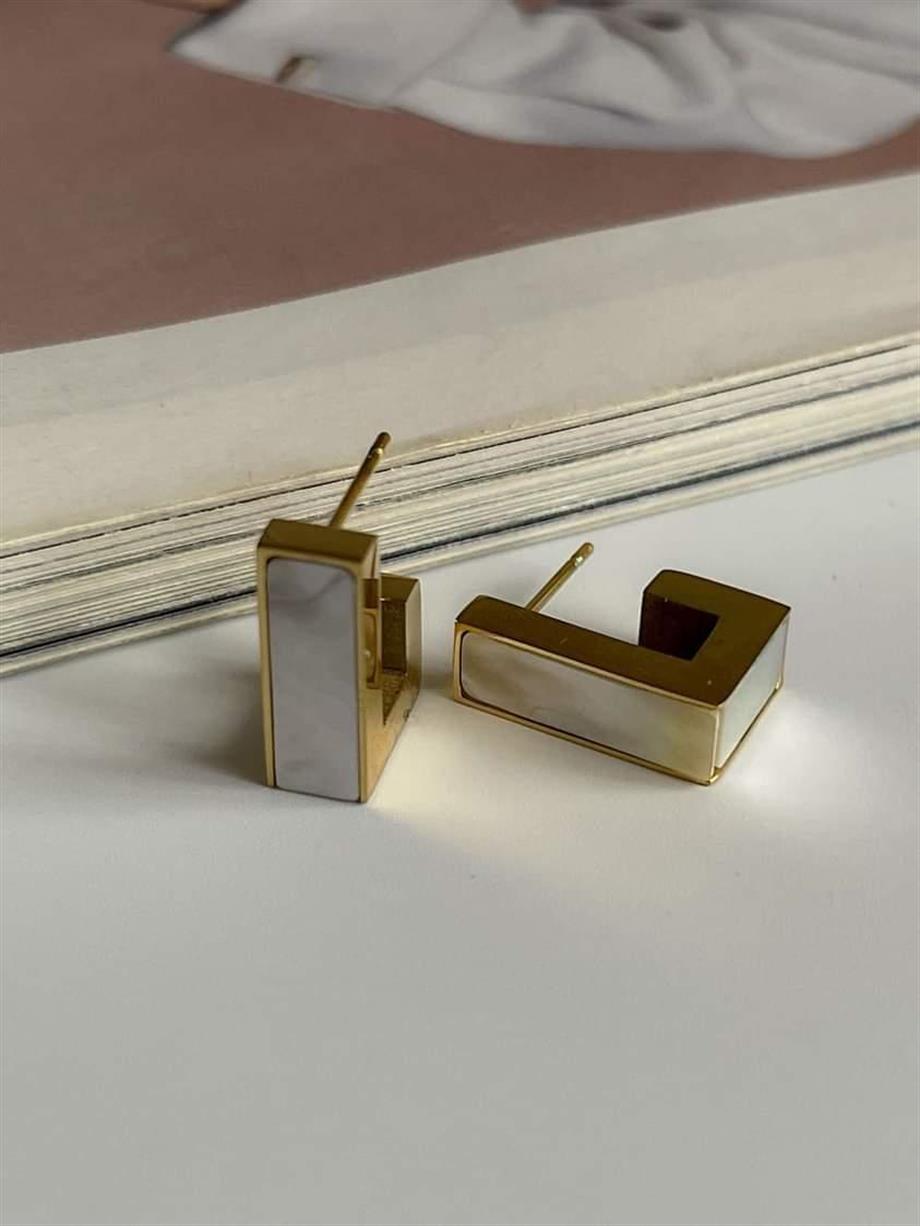 Çelik Beyaz Sedefli Küpe (1.10 Cm)