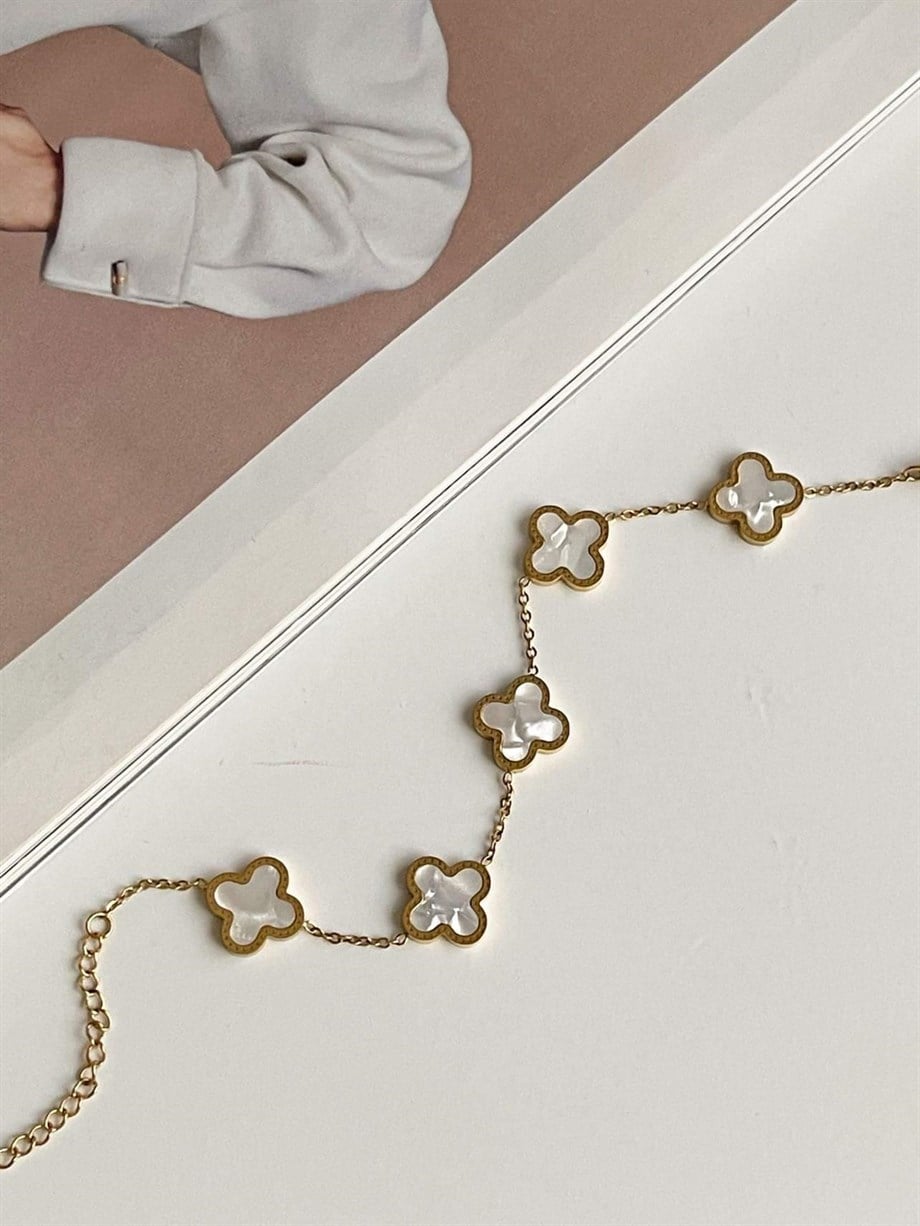 Çelik Beyaz Van Cleef Bileklik (23 Cm)