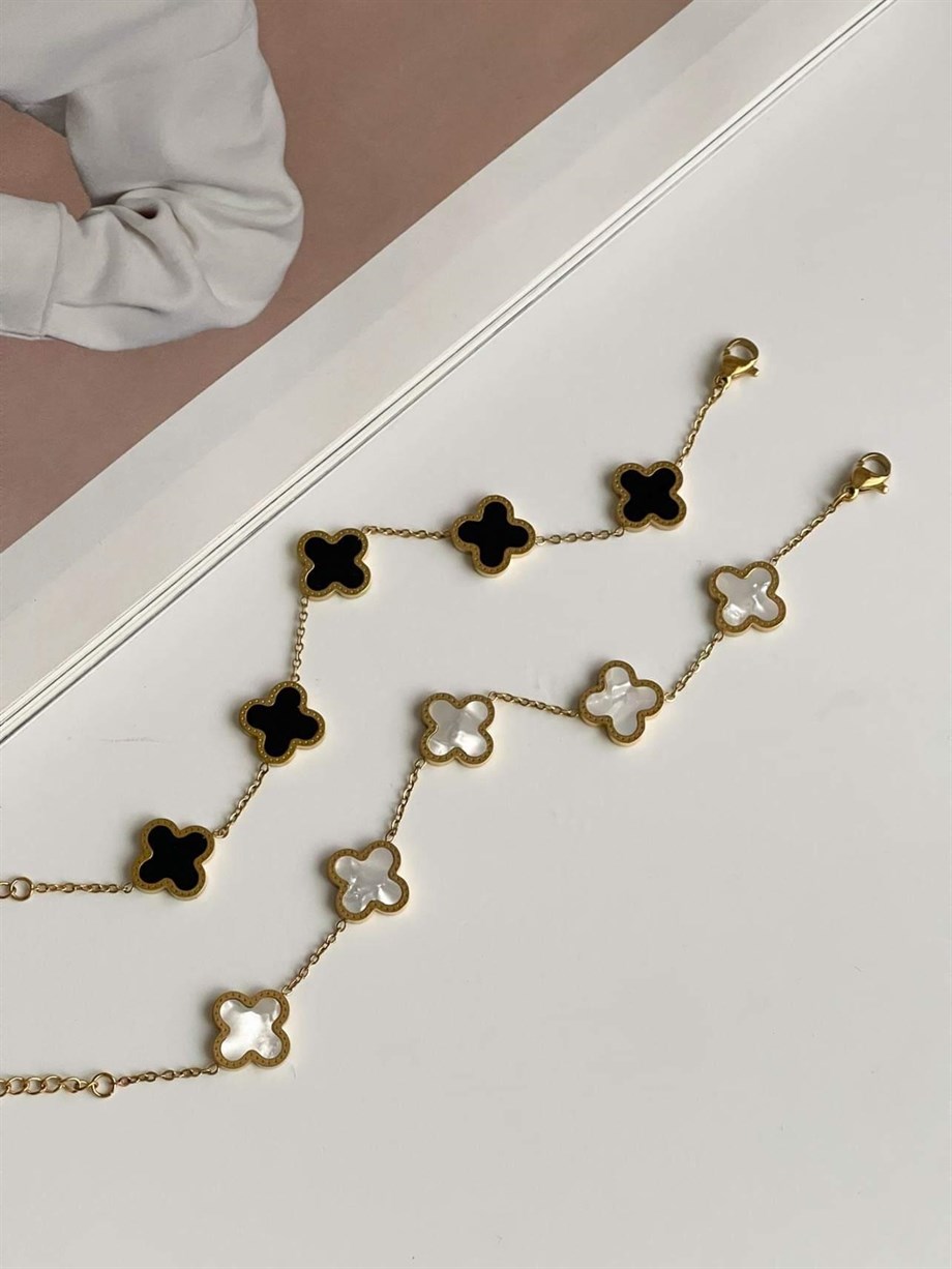 Çelik Beyaz Van Cleef Bileklik (23 Cm)