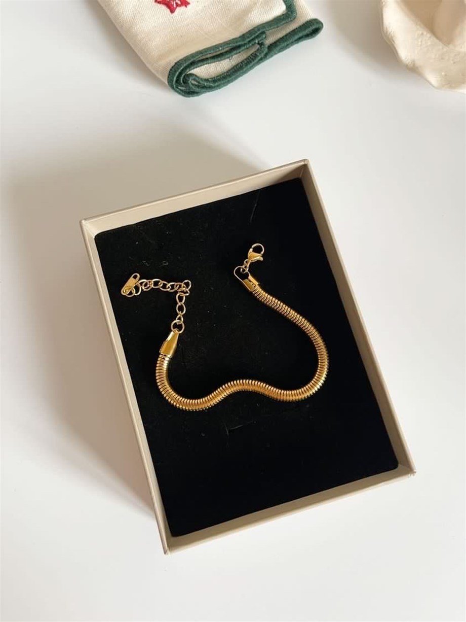 Çelik Boru Snake Orta Kalın Kolye (23 Cm)