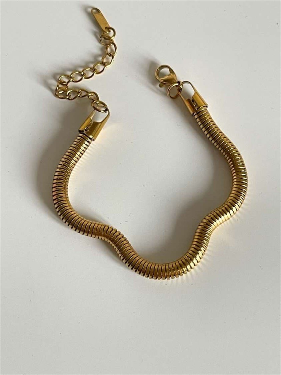 Çelik Boru Snake Orta Kalın Kolye (23 Cm)