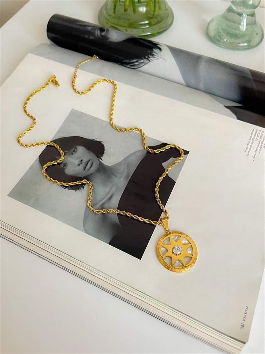 Çelik Burgu Halat Çift Yönlü Kullanılabilen Uçlu Kolye (47 Cm)