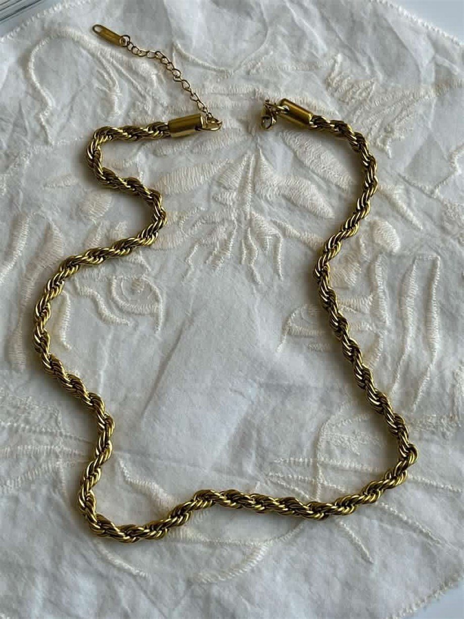 Çelik Burgu Halat Kolye (46 Cm)-3