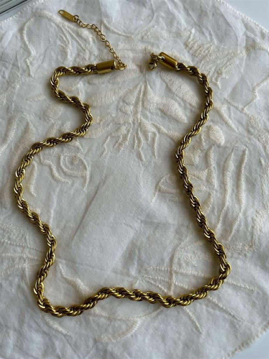 Çelik Burgu Halat Kolye (46 Cm)-3