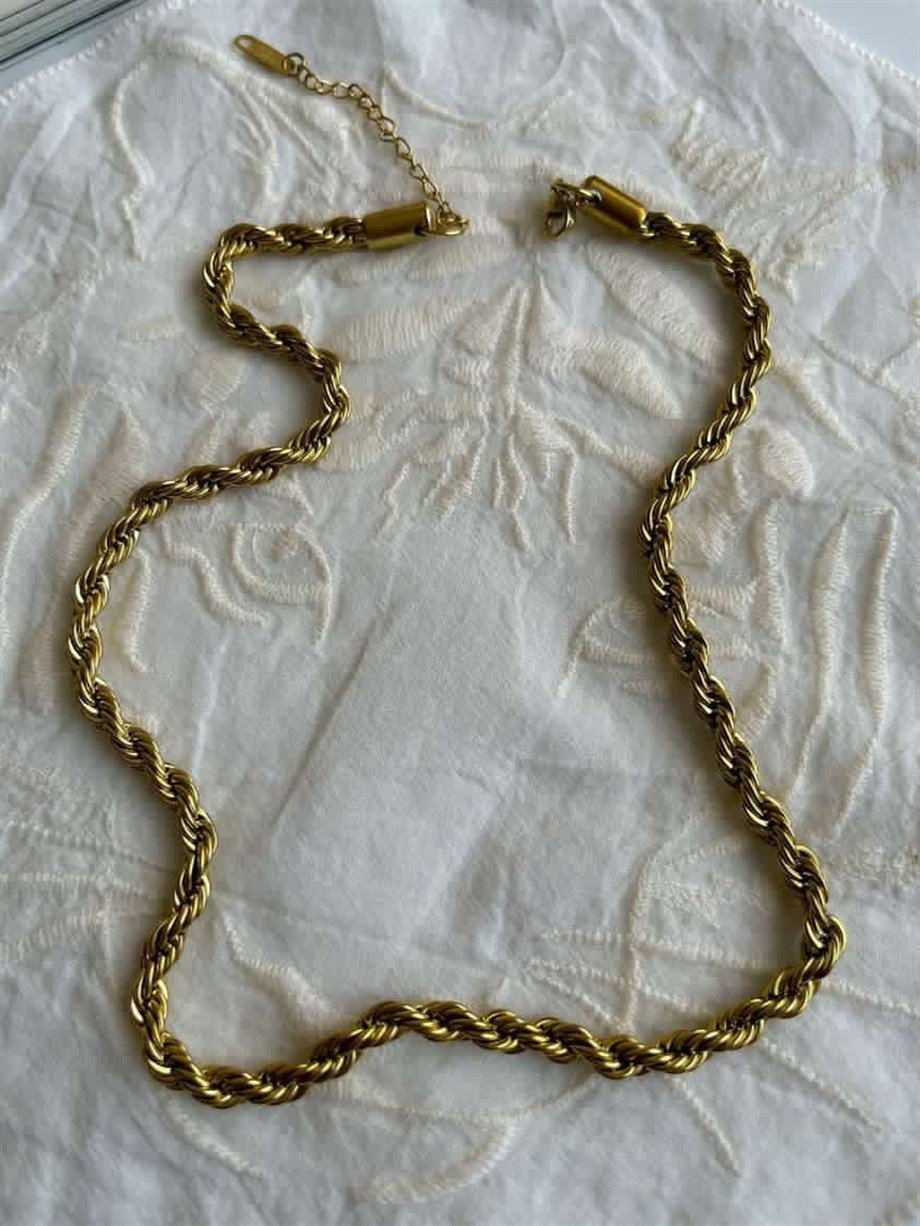 Çelik Burgu Halat Kolye (46 Cm)-3