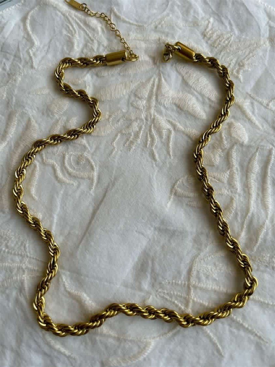 Çelik Burgu Halat Kolye (46 Cm)-3