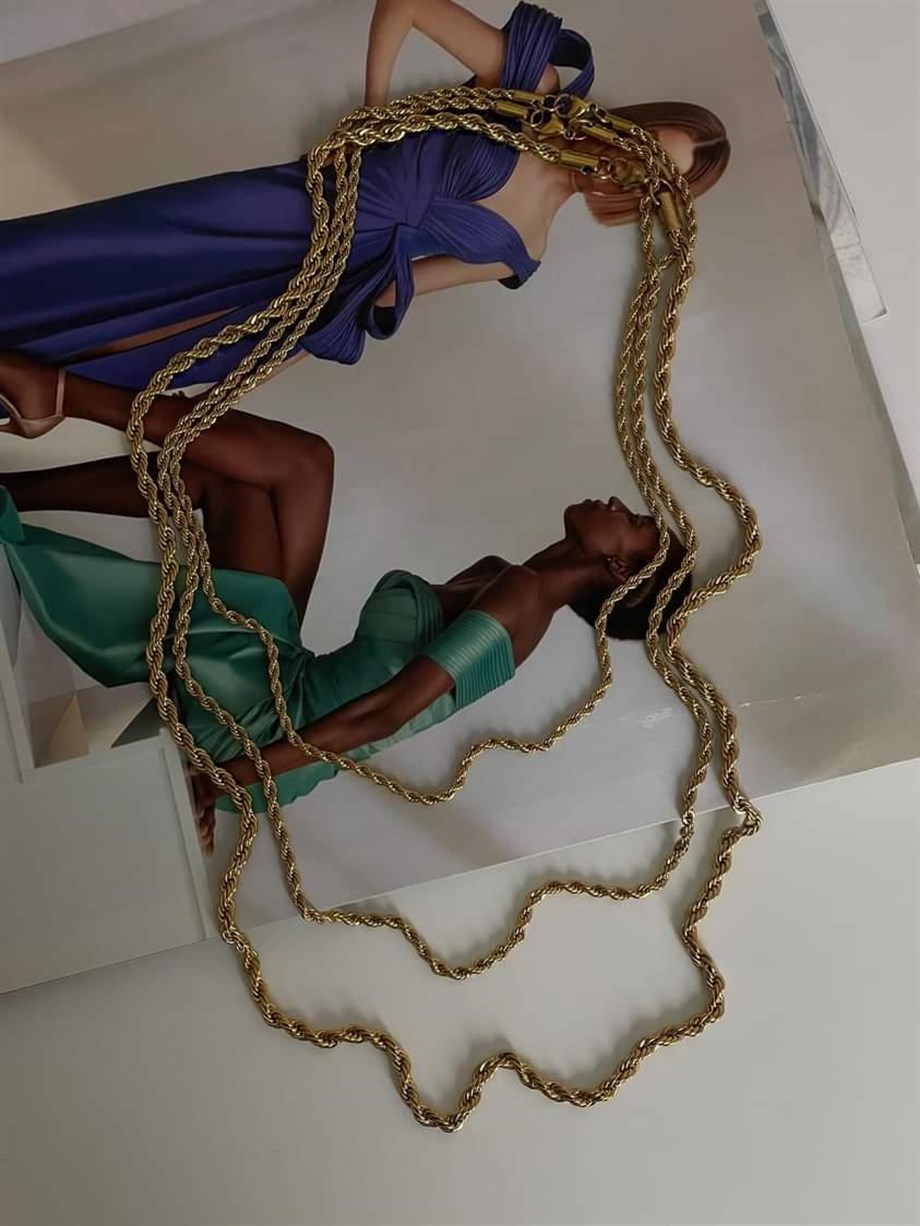 Çelik Burgu Halat Üçlü Birleşik Olmayan Kombin Kolye (64 Cm)