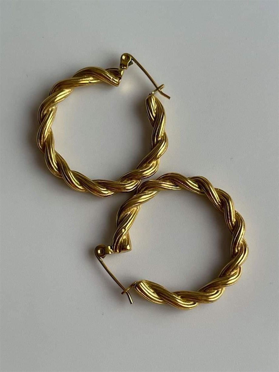 Çelik Burgu Halka Küpe (3 Cm)