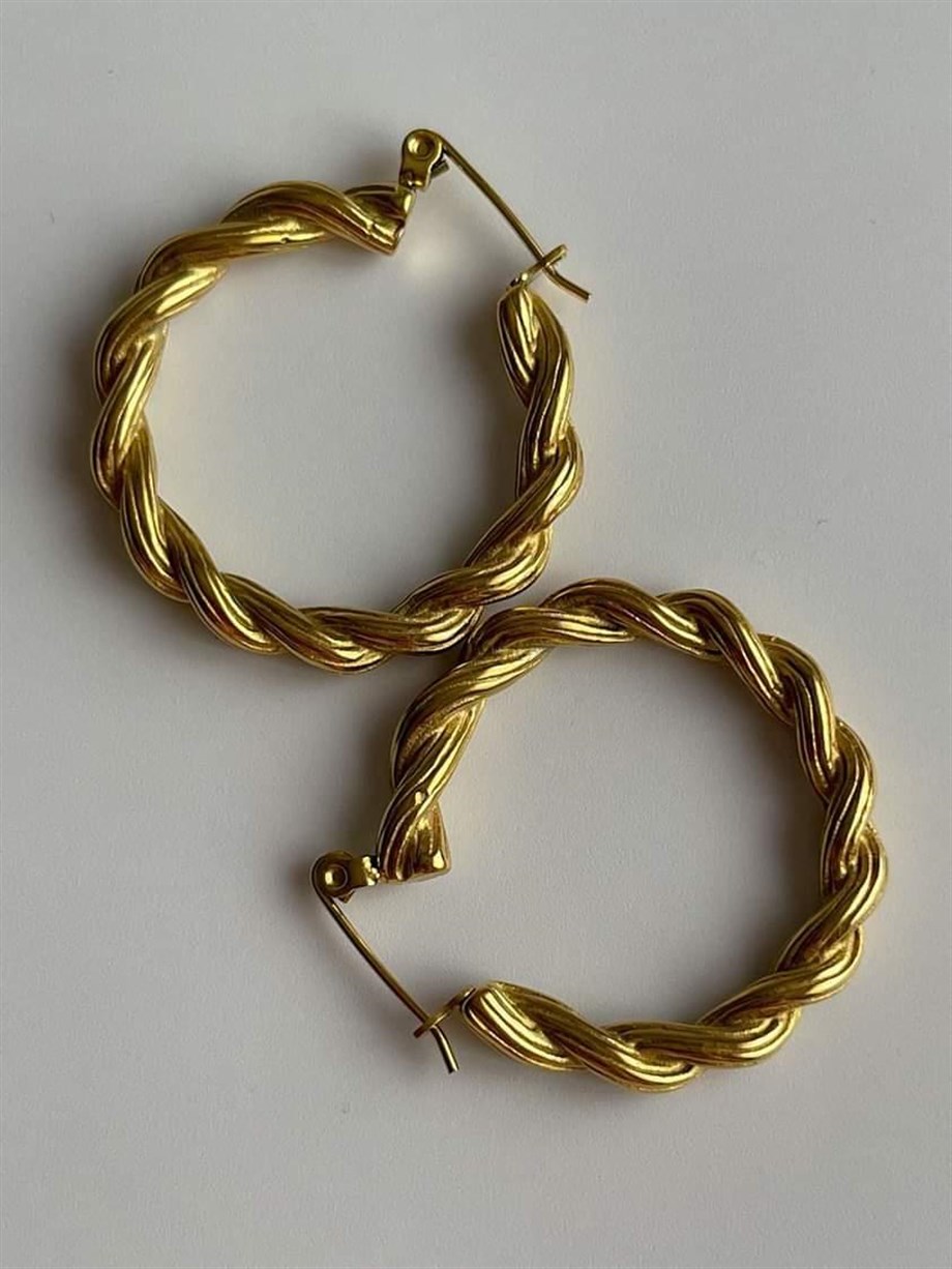 Çelik Burgu Halka Küpe (3 Cm)