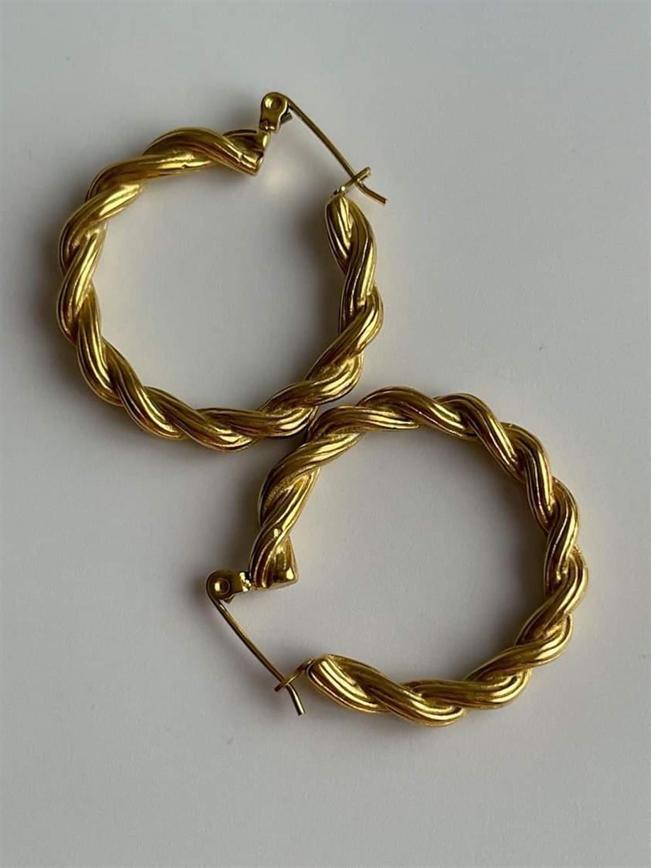 Çelik Burgu Halka Küpe (3 Cm)