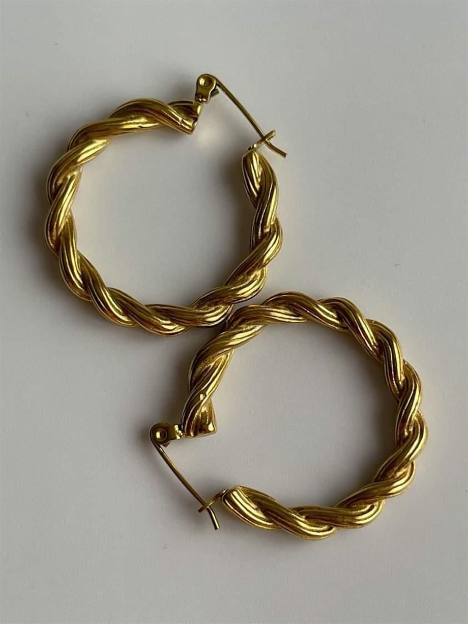 Çelik Burgu Halka Küpe (3 Cm)