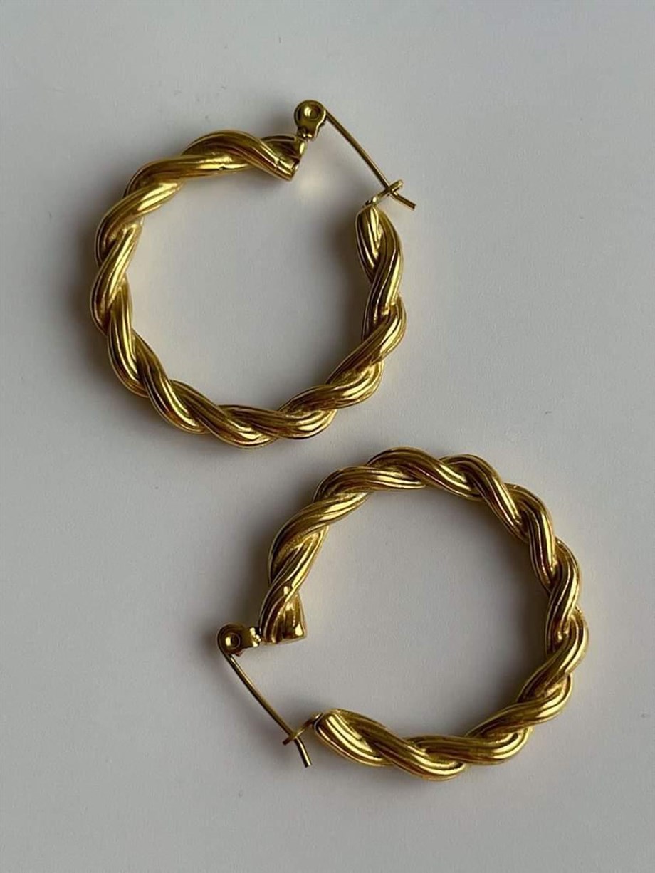 Çelik Burgu Halka Küpe (3 Cm)