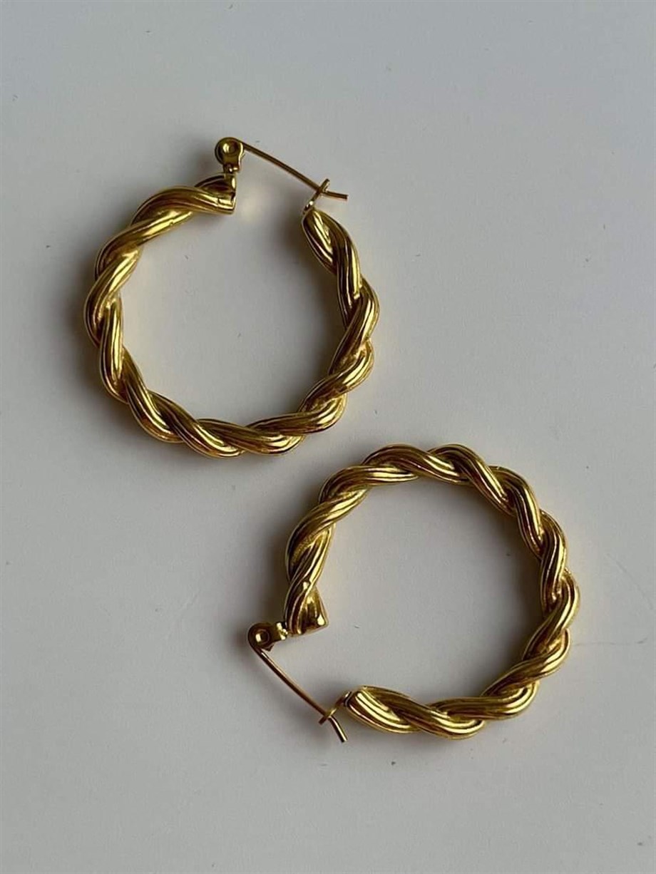 Çelik Burgu Halka Küpe (3 Cm)