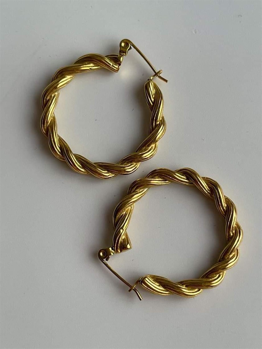 Çelik Burgu Halka Küpe (3 Cm)