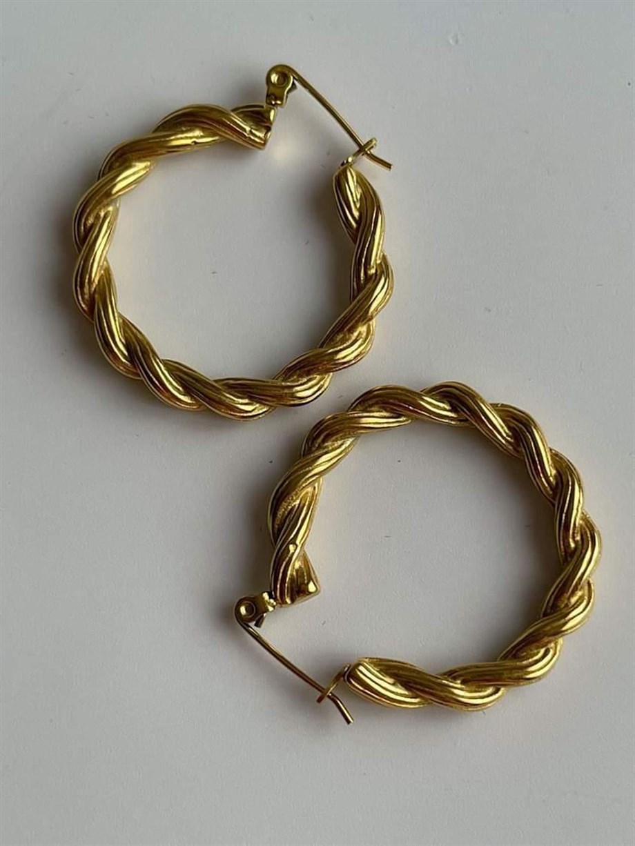 Çelik Burgu Halka Küpe (3 Cm)
