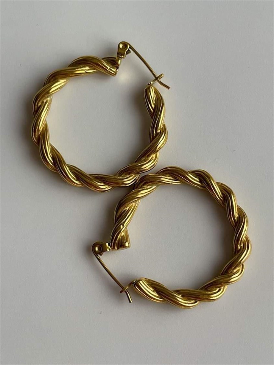 Çelik Burgu Halka Küpe (3 Cm)
