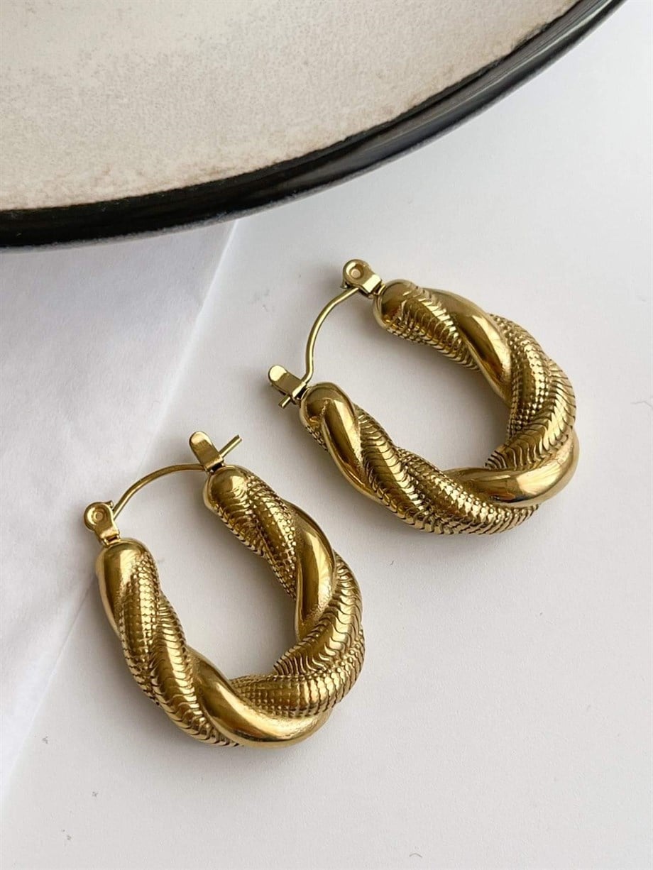 Çelik Burgu Midye Halka Küpe (2.5 Cm)