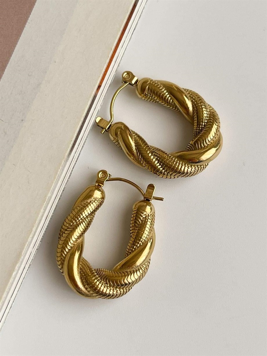 Çelik Burgu Midye Halka Küpe (2.5 Cm)