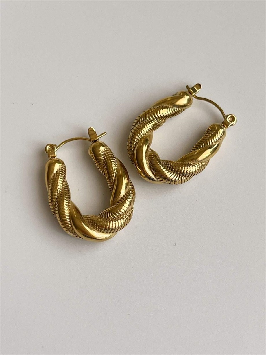 Çelik Burgu Midye Halka Küpe (2.5 Cm)