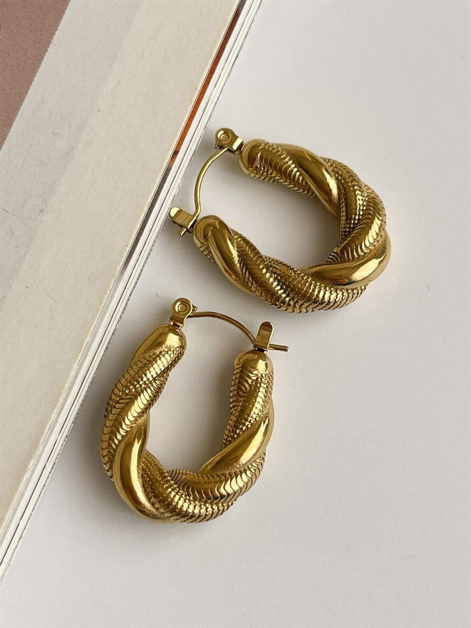 Çelik Burgu Midye Halka Küpe (2.5 Cm)