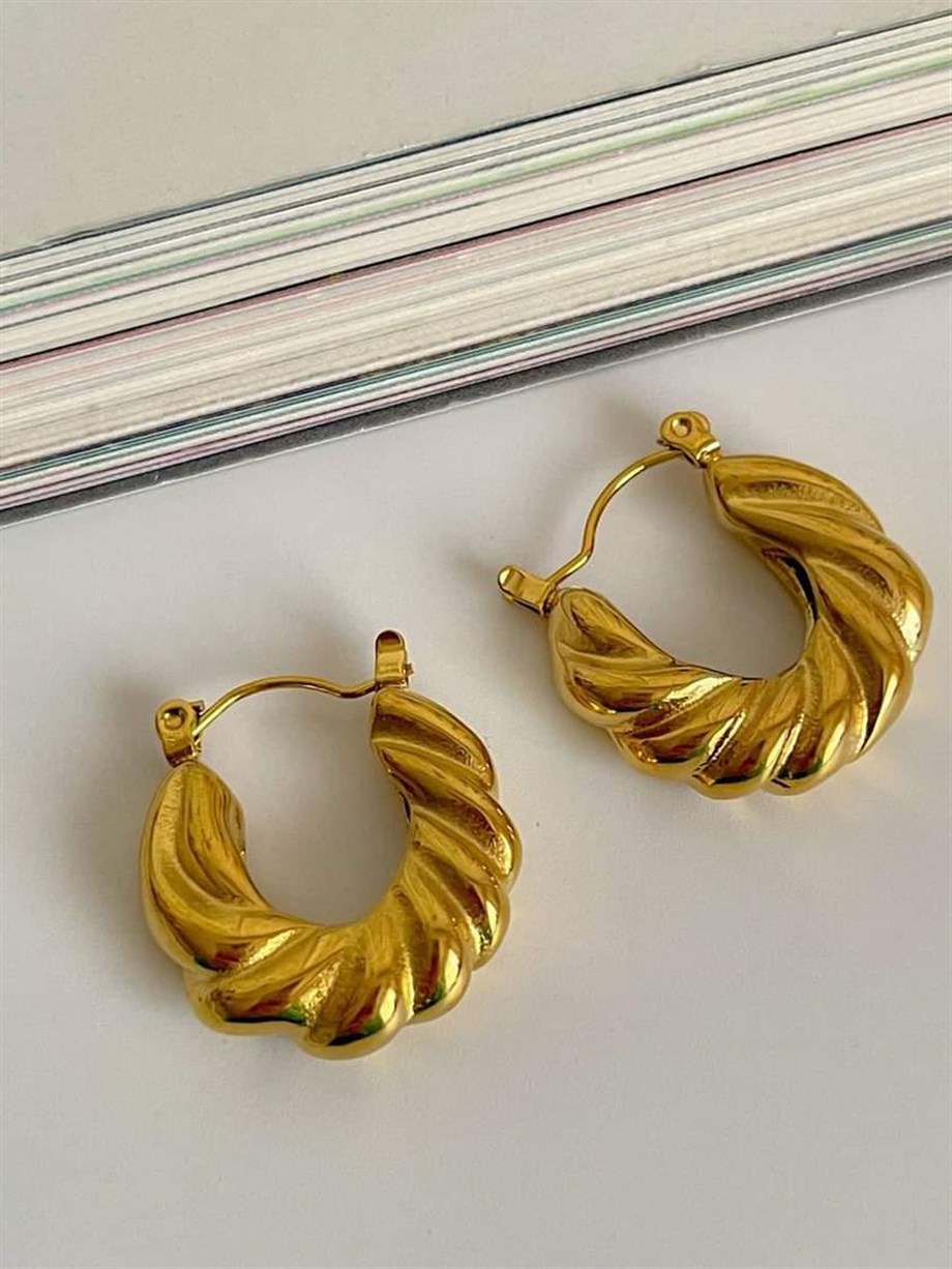 Çelik Burgu Midye Model Küpe (2 Cm)