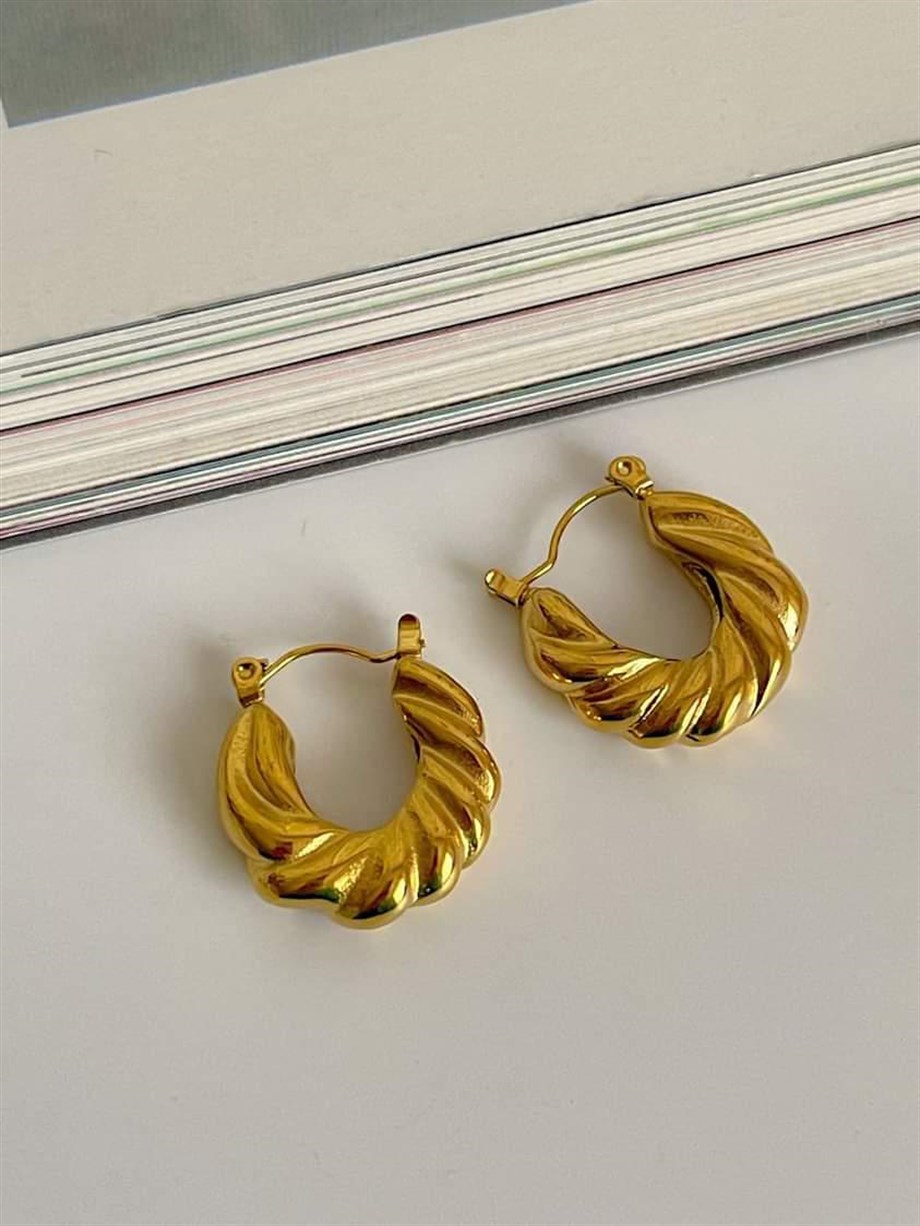 Çelik Burgu Midye Model Küpe (2 Cm)