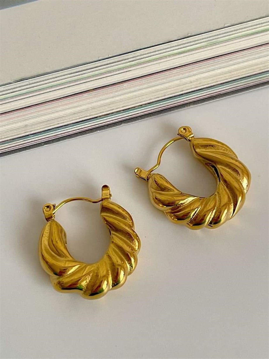 Çelik Burgu Midye Model Küpe (2 Cm)