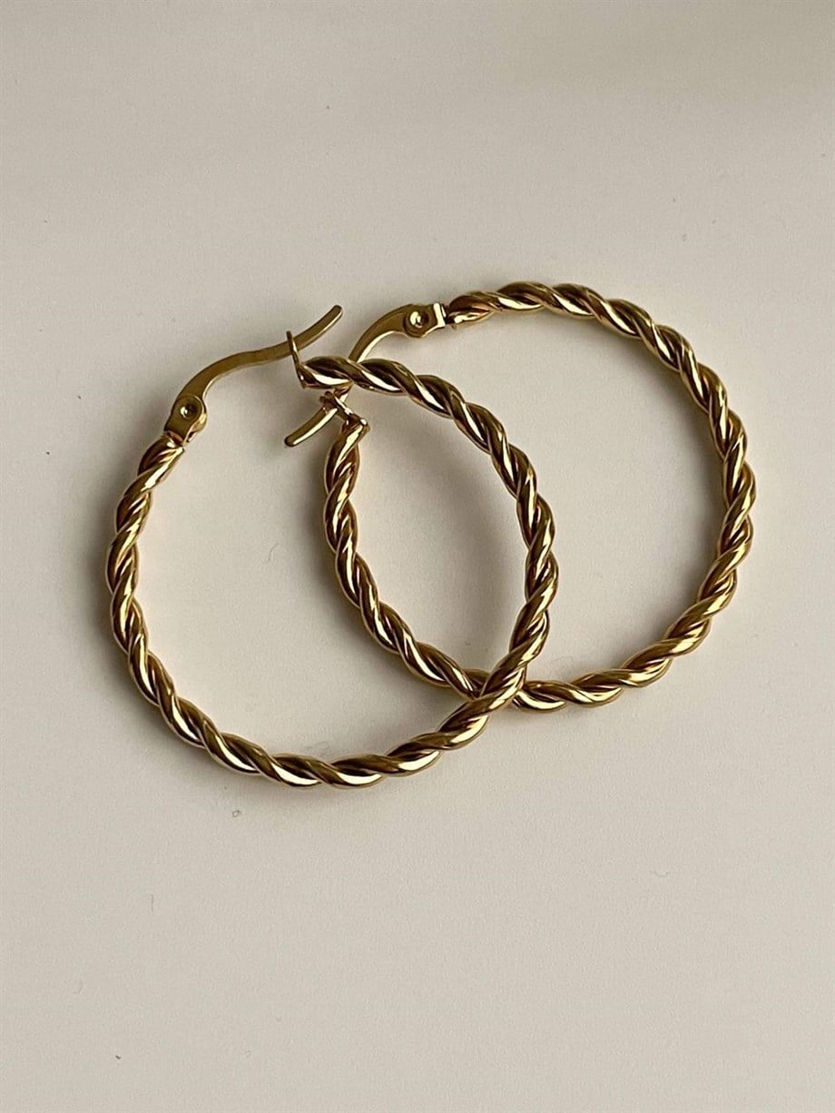 Çelik Burgu Steel Halka Küpe (3.5 Cm)