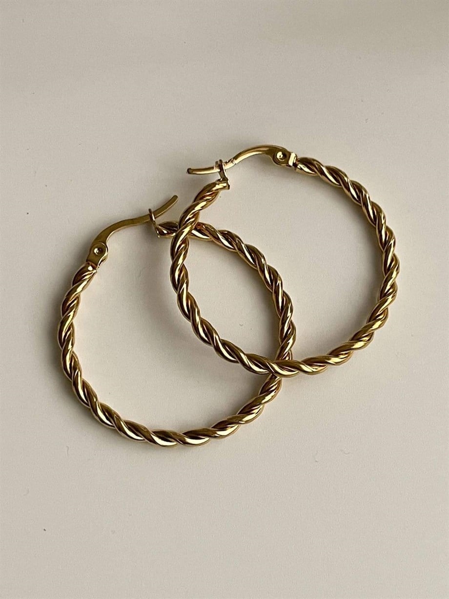 Çelik Burgu Steel Halka Küpe (3.5 Cm)