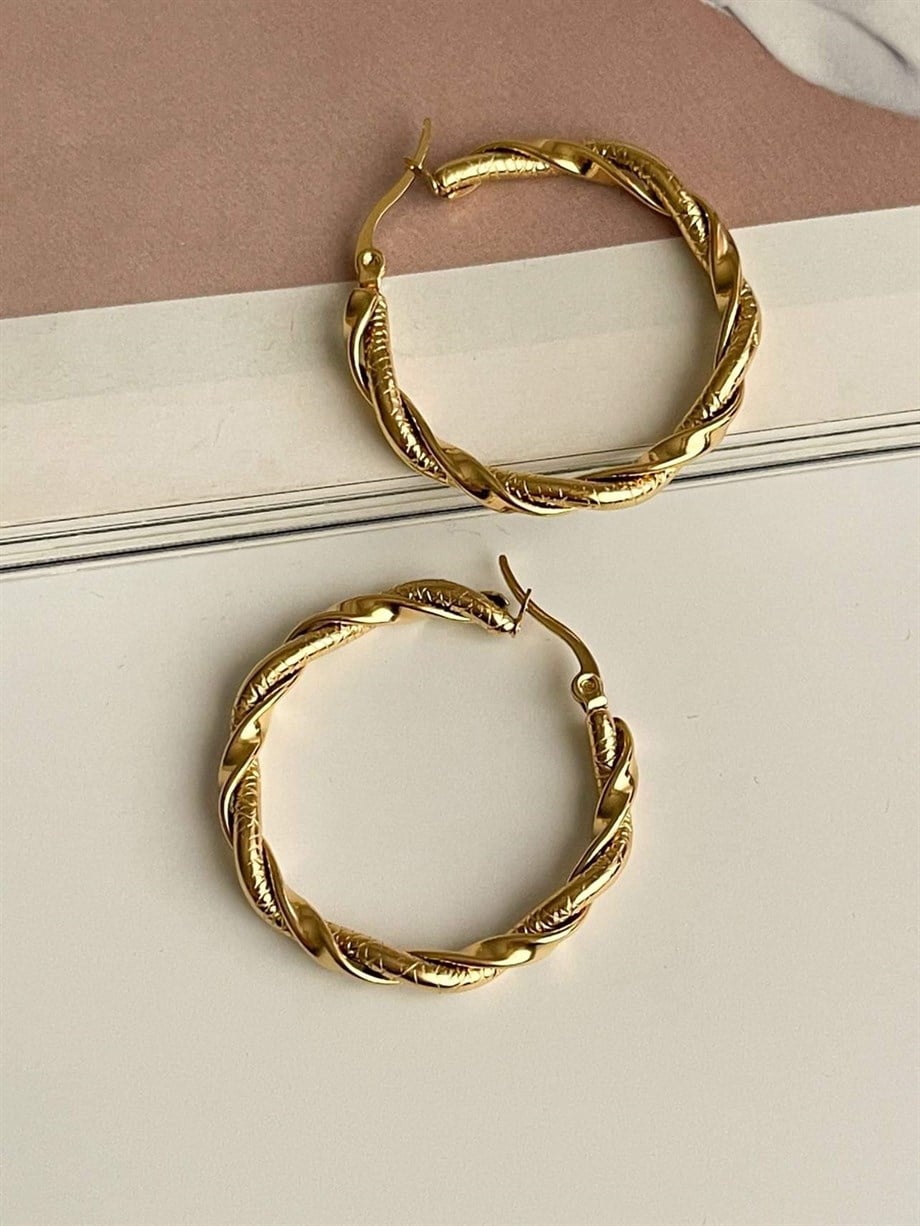 Çelik Burgu Steel Halka Küpe (3.5 Cm)