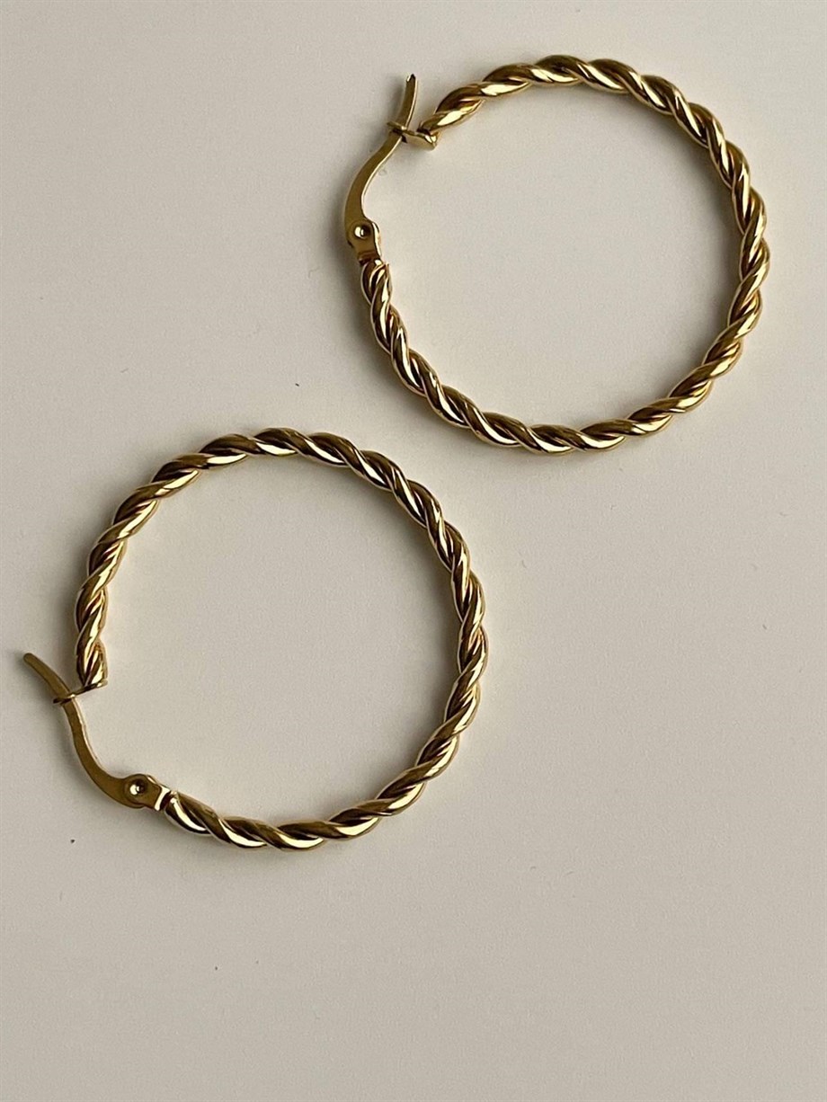 Çelik Burgu Steel Halka Küpe (3.5 Cm)