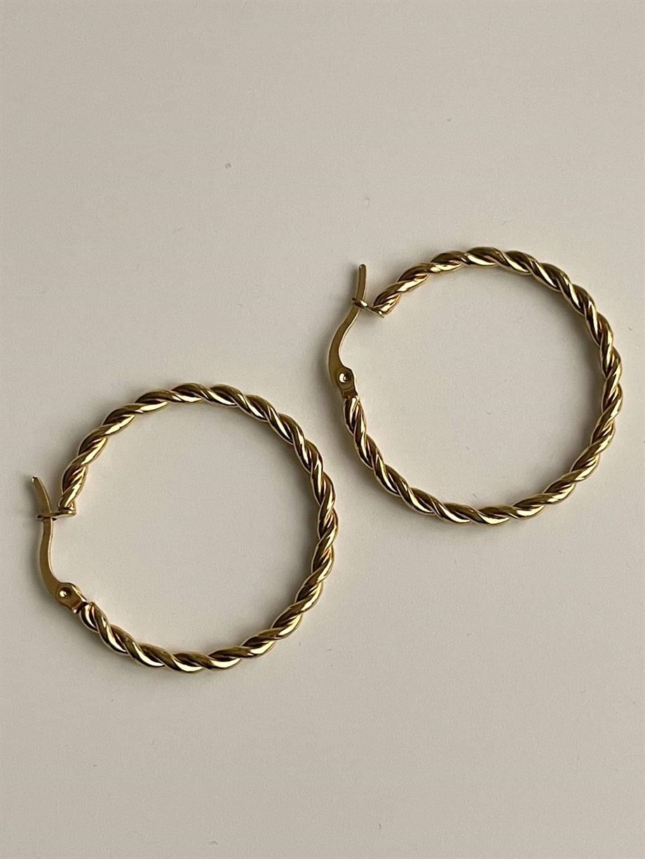 Çelik Burgu Steel Halka Küpe (3.5 Cm)