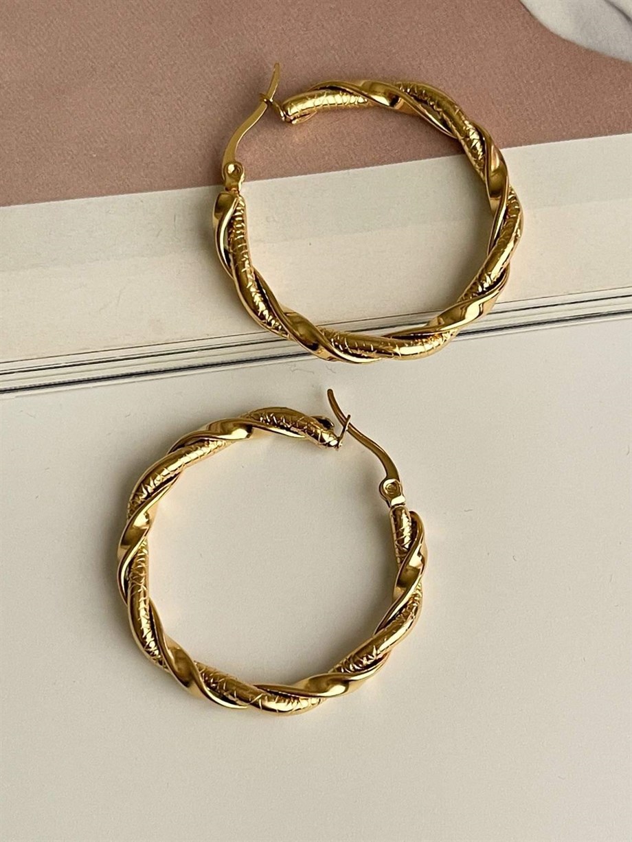 Çelik Burgu Steel Halka Küpe (3.5 Cm)