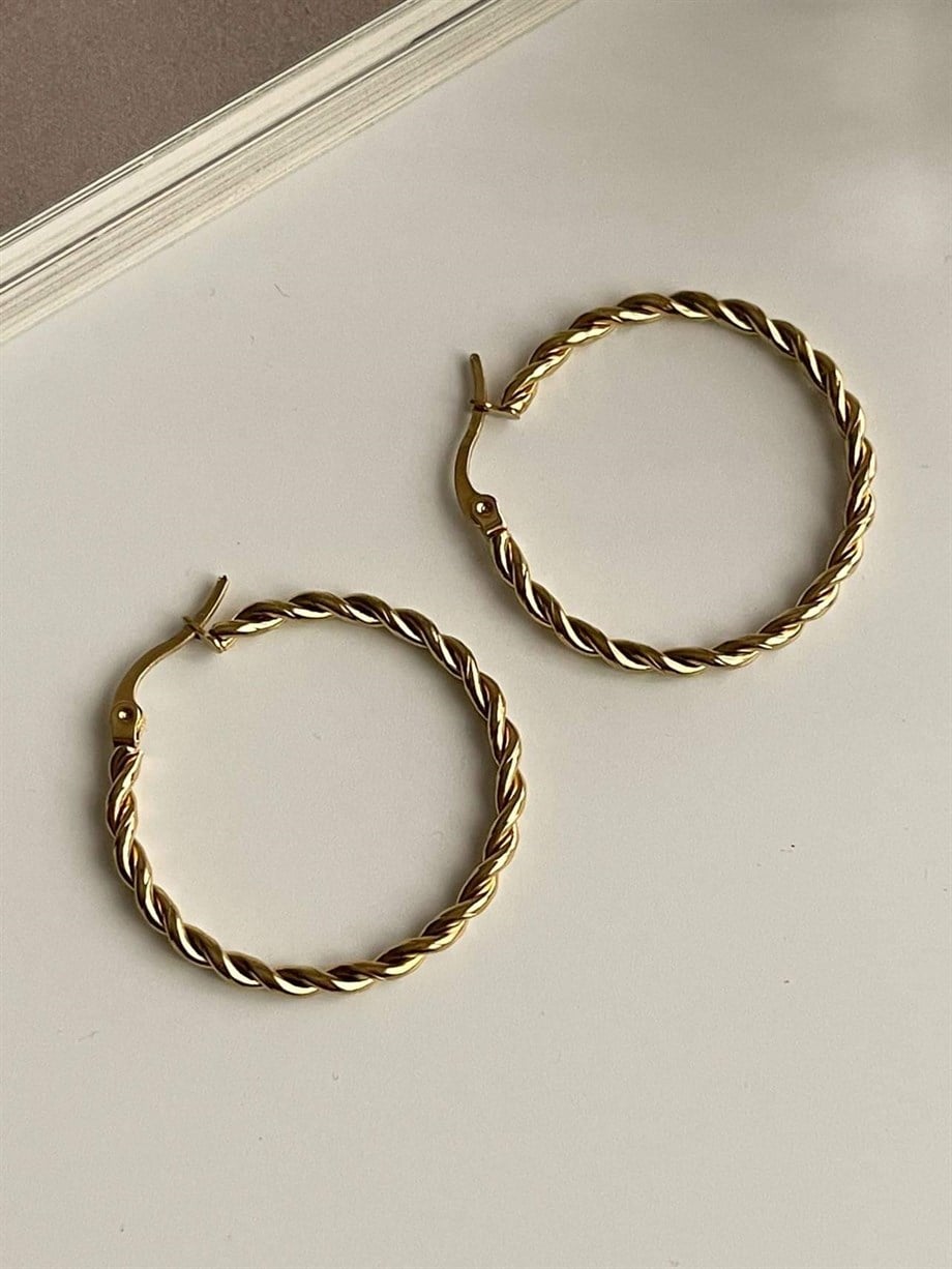 Çelik Burgu Steel Halka Küpe (3.5 Cm)