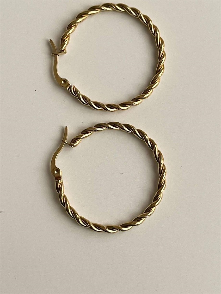 Çelik Burgu Steel Halka Küpe (3.5 Cm)
