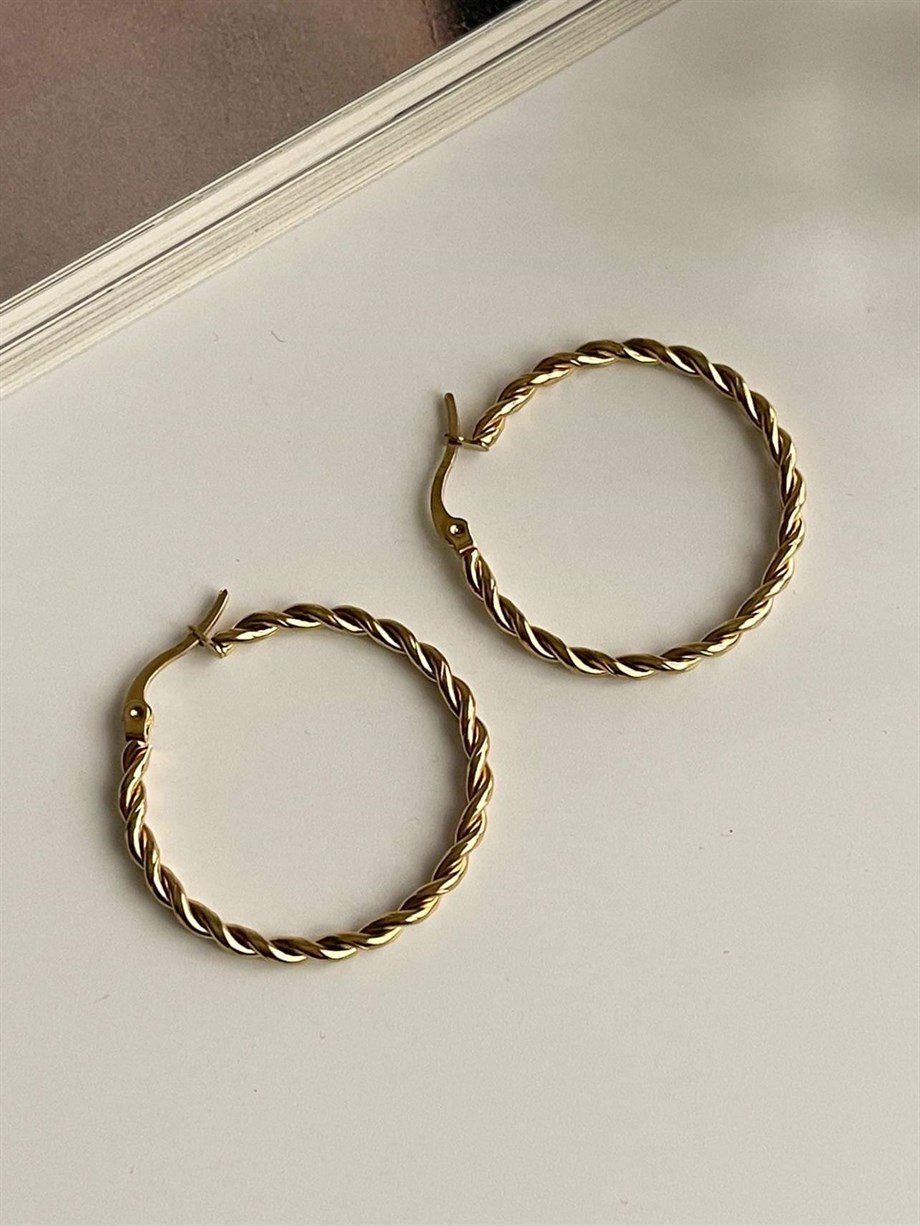 Çelik Burgu Steel Halka Küpe (3.5 Cm)