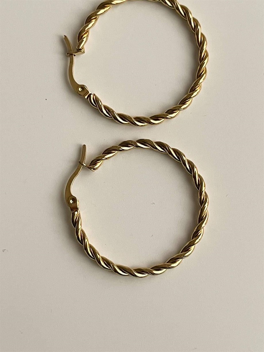 Çelik Burgu Steel Halka Küpe (3.5 Cm)