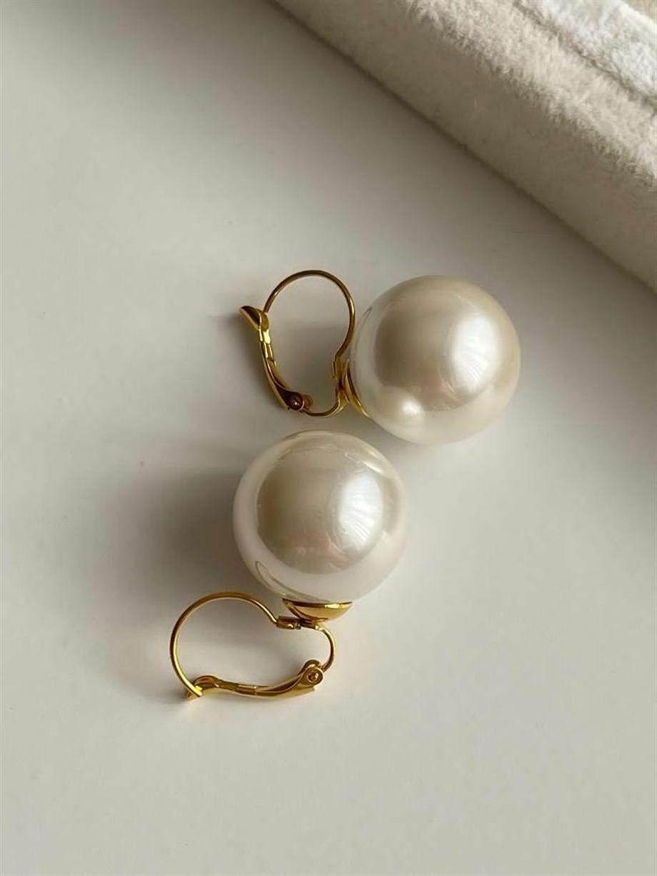 Çelik Büyük İncili Küpe (3 Cm)