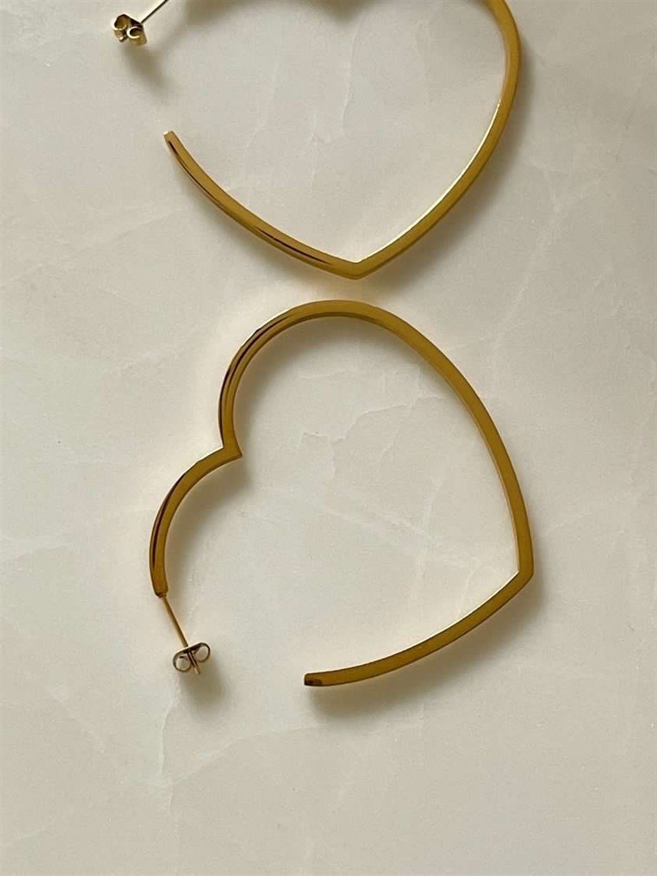 Çelik Büyük Kalp Küpe (5 Cm)