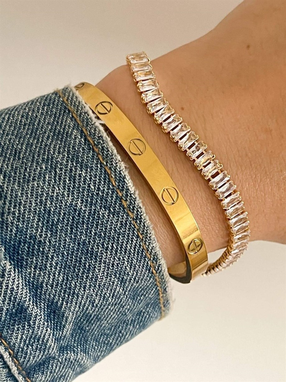 Çelik Cartier Marka Model Kelepçe Bileklik (6.5 Cm)