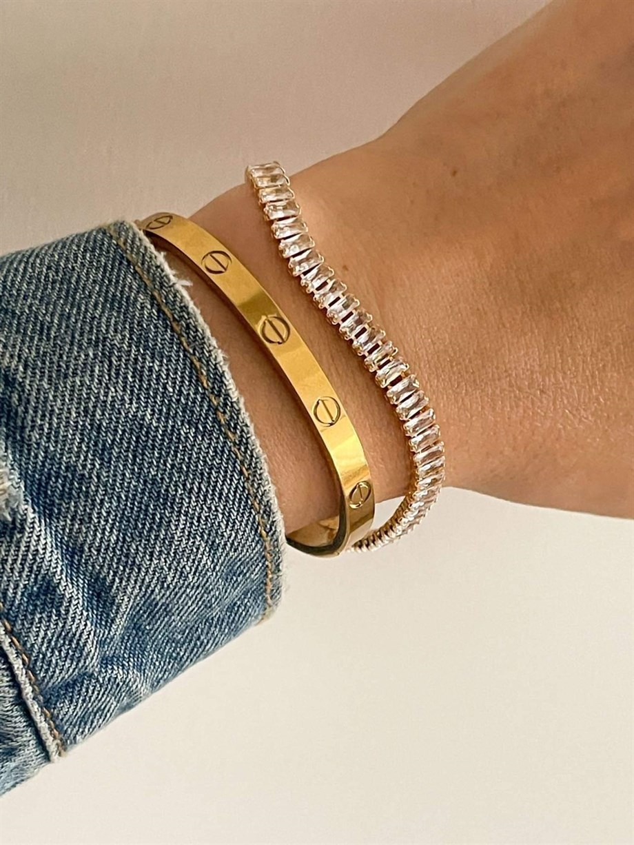 Çelik Cartier Marka Model Kelepçe Bileklik (6.5 Cm)