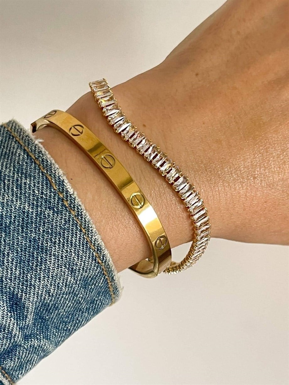 Çelik Cartier Marka Model Kelepçe Bileklik (6.5 Cm)