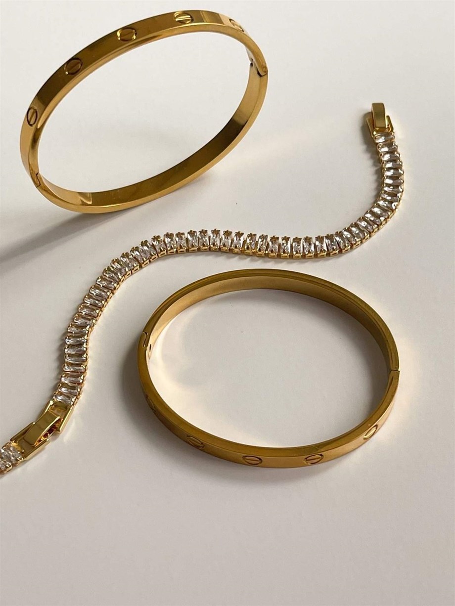Çelik Cartier Marka Model Kelepçe Bileklik (6.5 Cm)