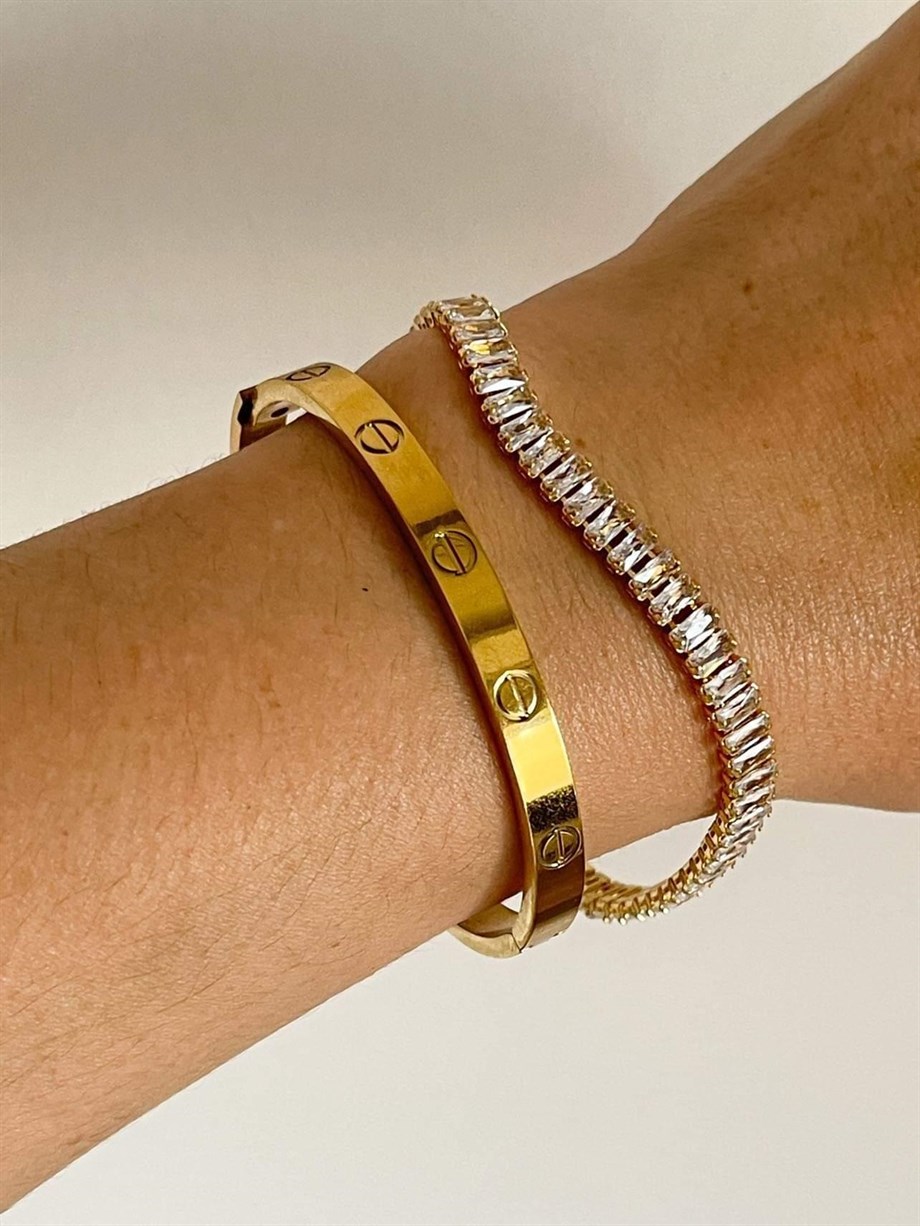 Çelik Cartier Marka Model Kelepçe Bileklik (6.5 Cm)