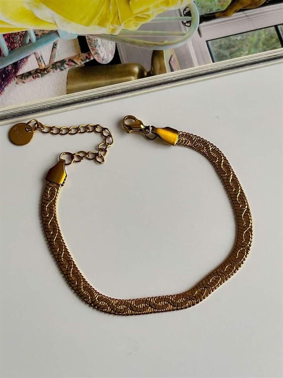 Çelik Desenli İtalyan Zincir Bileklik (23 Cm)