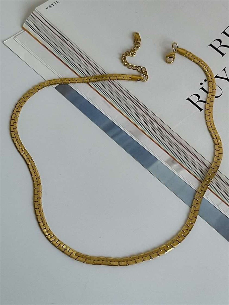 Çelik Desenli Zincir Kolye (50 Cm)