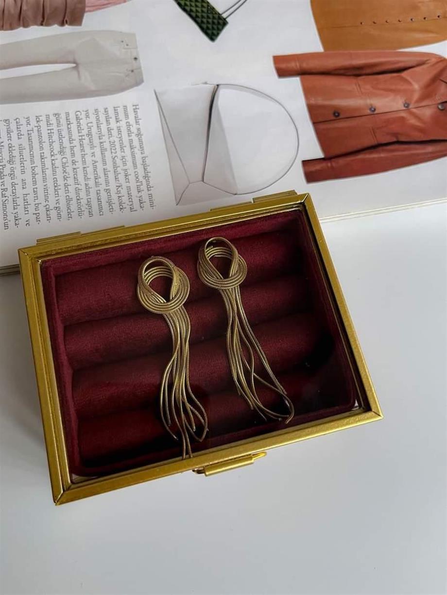 Çelik Düğümlü Uzun Küpe (7 Cm)