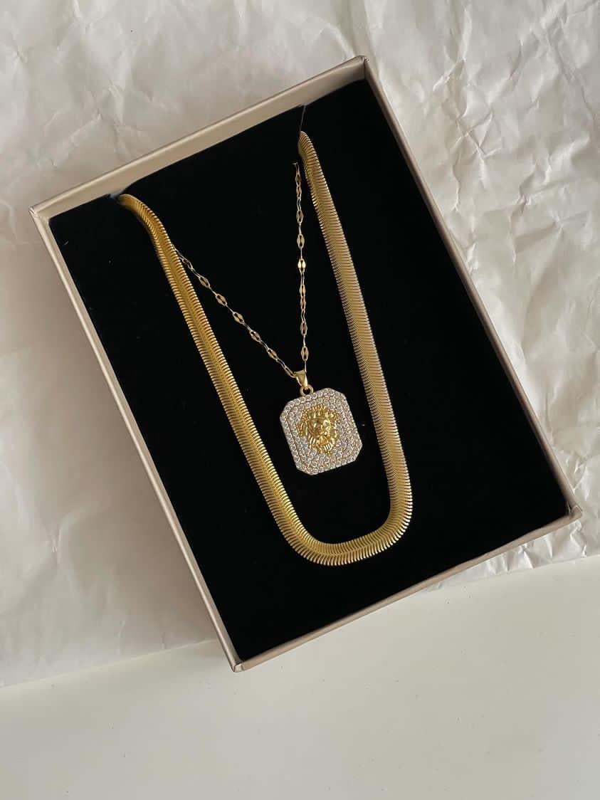 Çelik Gold Aslan Kolye (46 Cm)