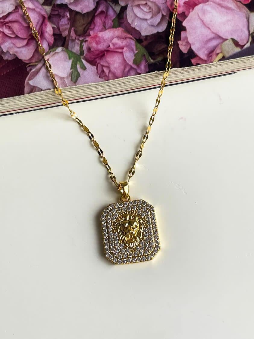 Çelik Gold Aslan Kolye (46 Cm)